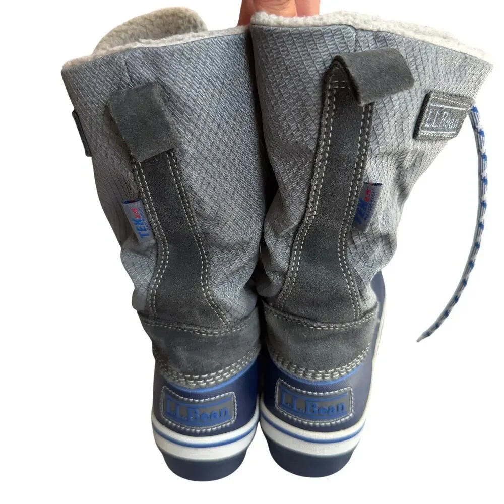 L.L.Bean Kids Snow Boots Blue Gray Insulated Winter Boots Size 4 200 Gram